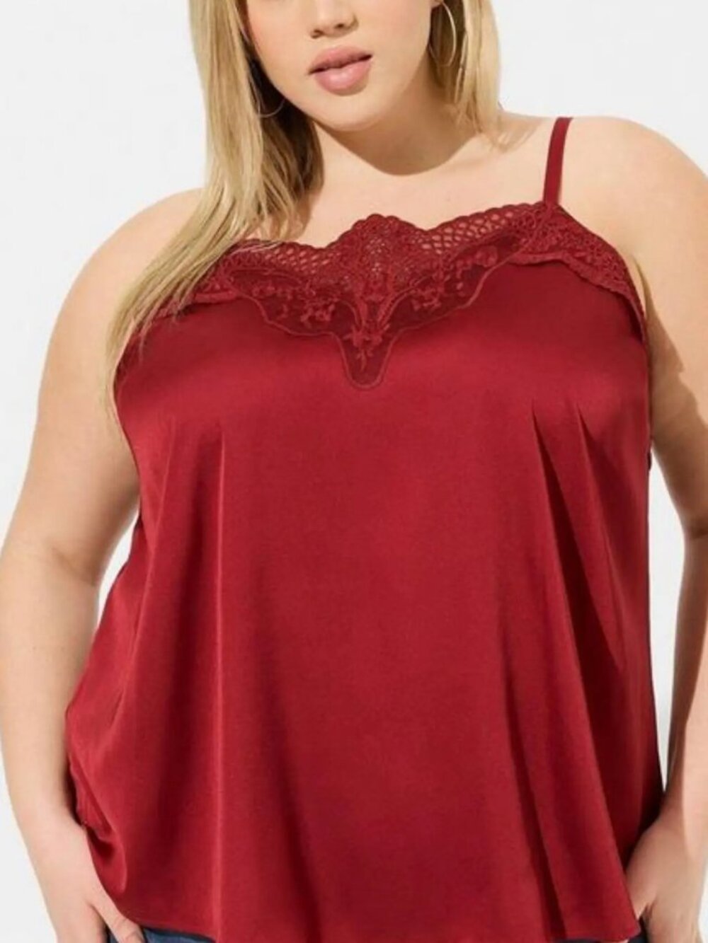 NWT - Torrid Size 4 Sophie Satin Lace Trim Cami - Red
